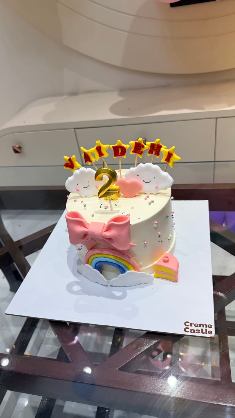 Customer photo review of Pastel Rainbow and Clouds Cake