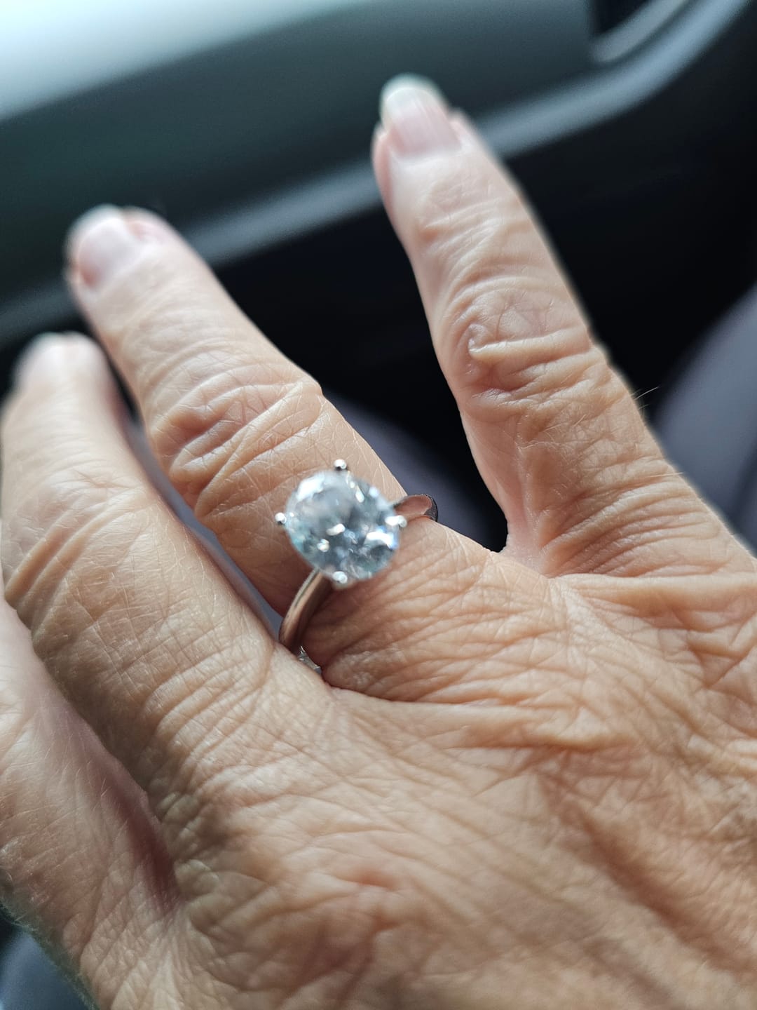 Customer photo review of Solitaire Oval Cut Simulated Diamond Engagement Ring