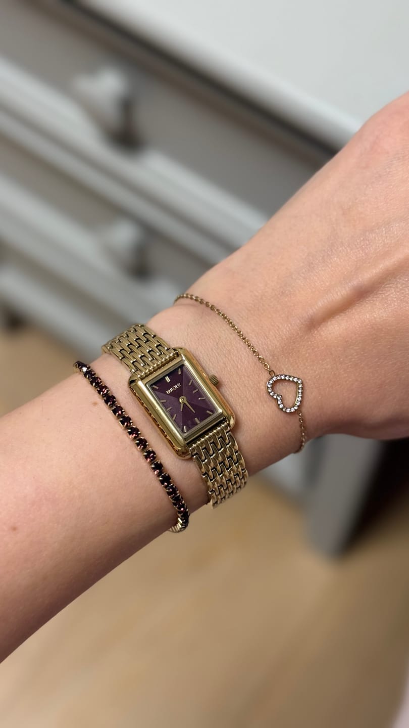 Customer photo review of Olivia Petite Gold Burgundy
