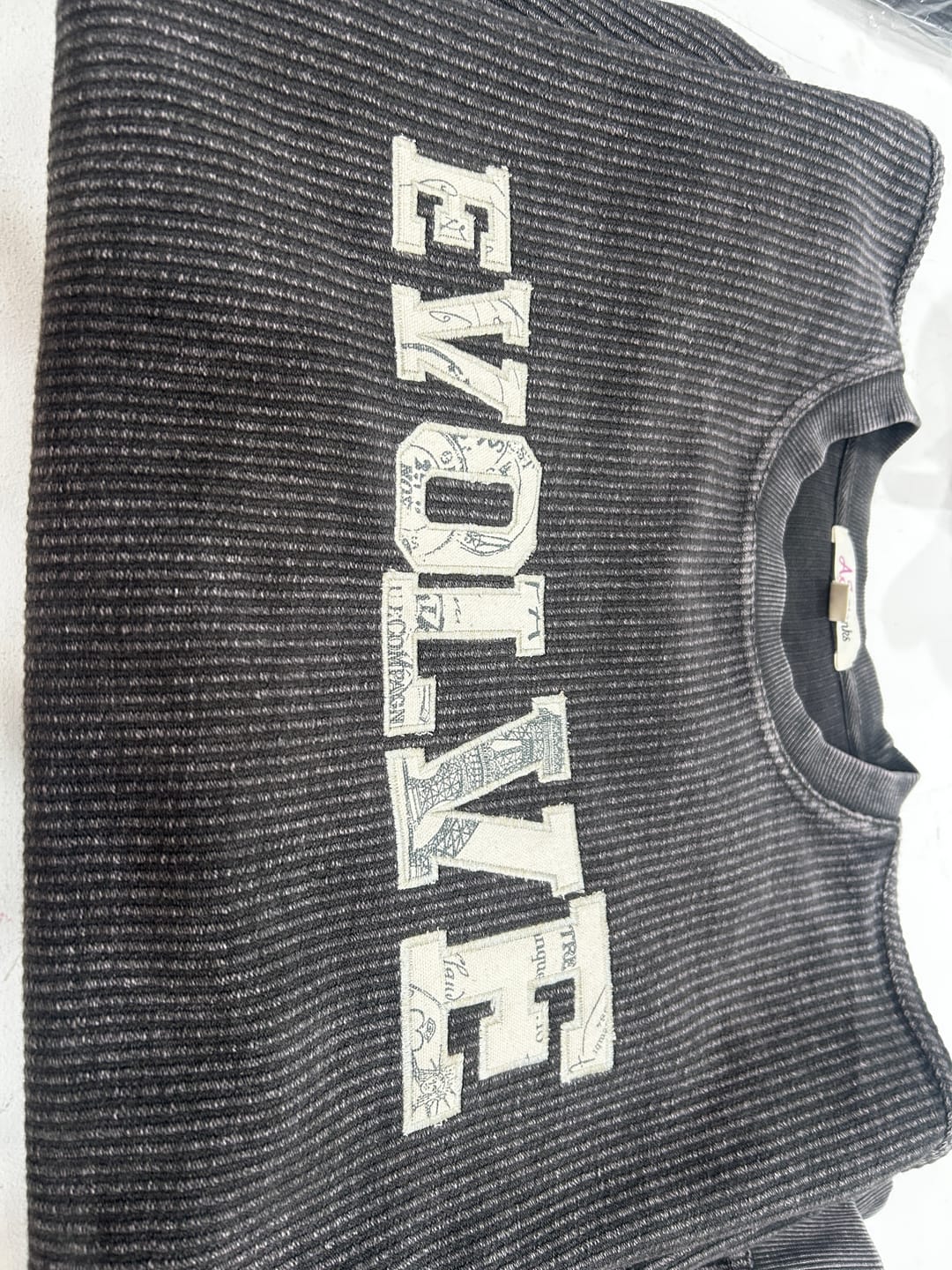 Customer photo review of Adult Oversized Corded Crew Sweatshirt