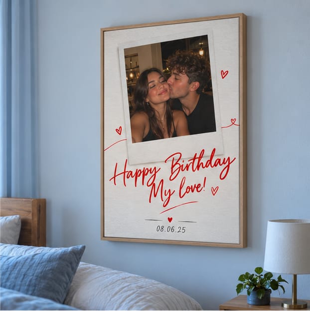 Customer photo review of Custom Birthday Couple Photo Canvas Wall Art