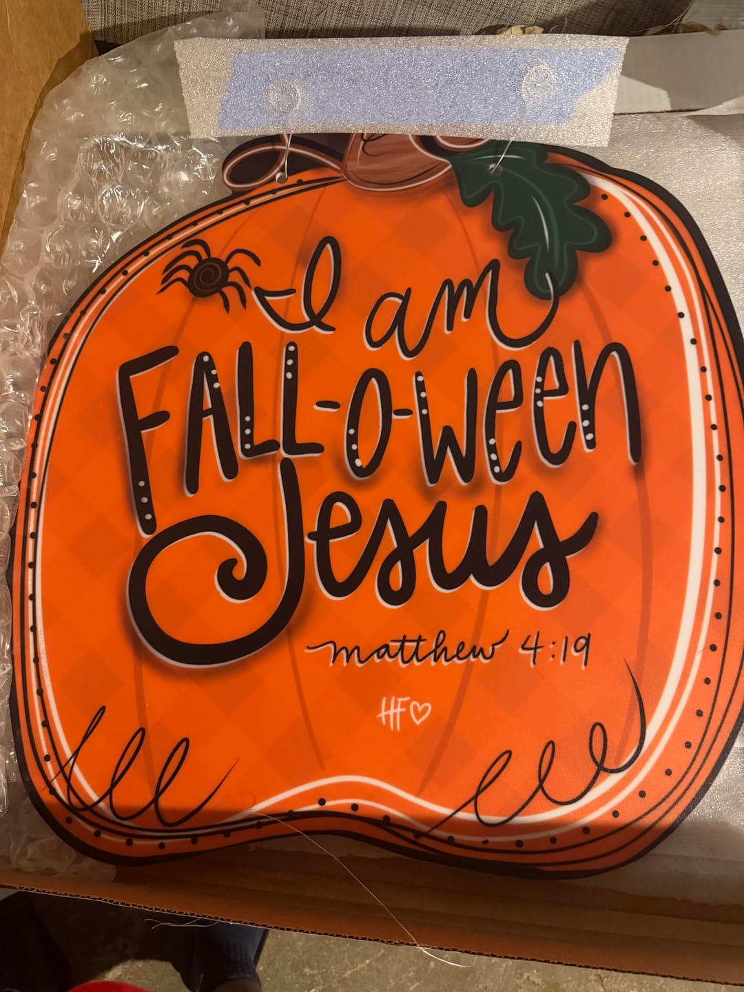 Customer photo review of I am FALL-O-WEEN JESUS Pumpkin