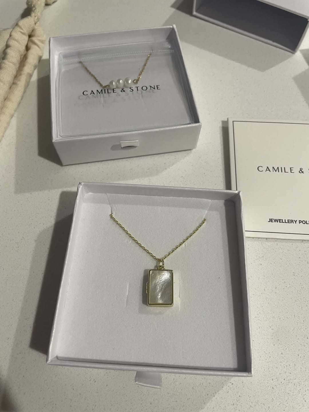 Customer photo review of Rectangle MOP Photo Locket Necklace