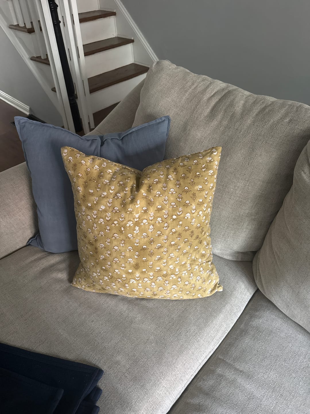Customer photo review of Pepper Indian Block Print Pillow Cover - Faded Gold