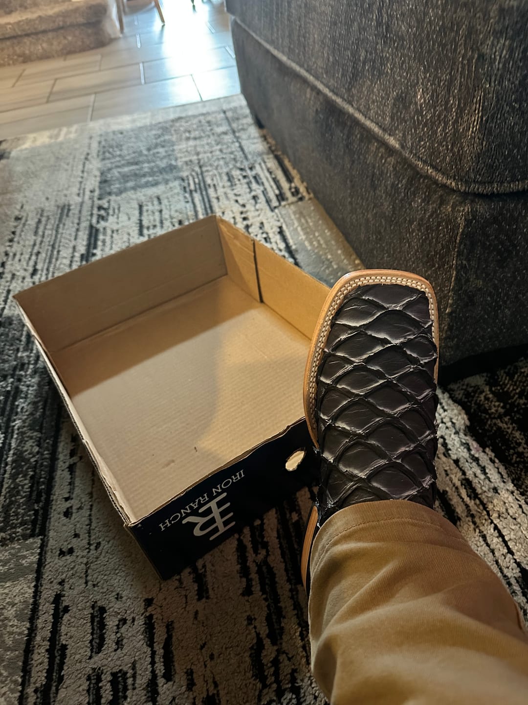 Customer photo review of Cowboy Boot Gray Pirarucu Bass