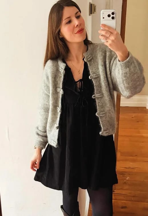 Customer photo review of Lucy Frog Knots Knitted Cardigan