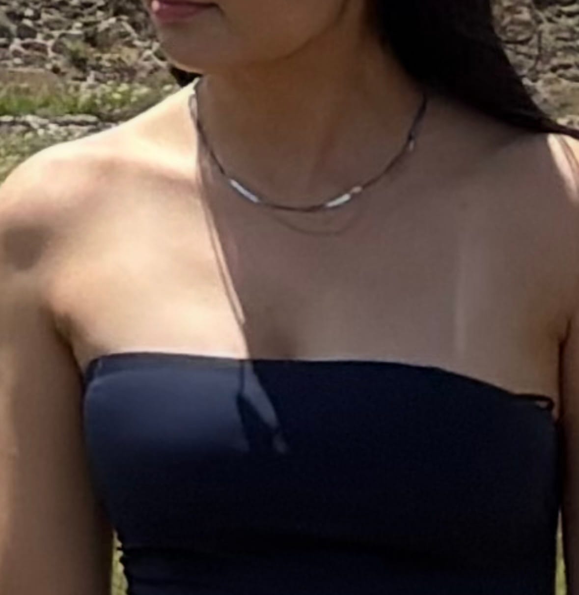 Customer photo review of Collar Doble Cadena Planchada Y Lisa