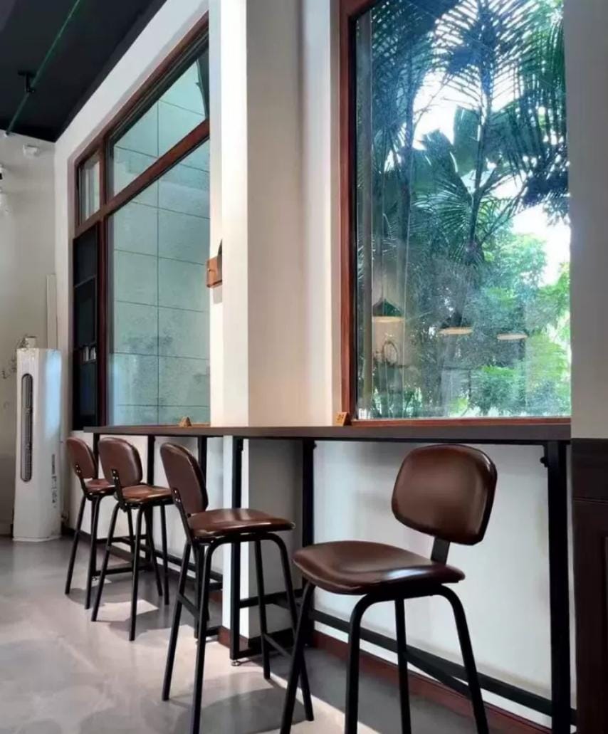 Customer photo review of Modern Simple Hideskin Gray Saddle Seat Low Back Bar Stools