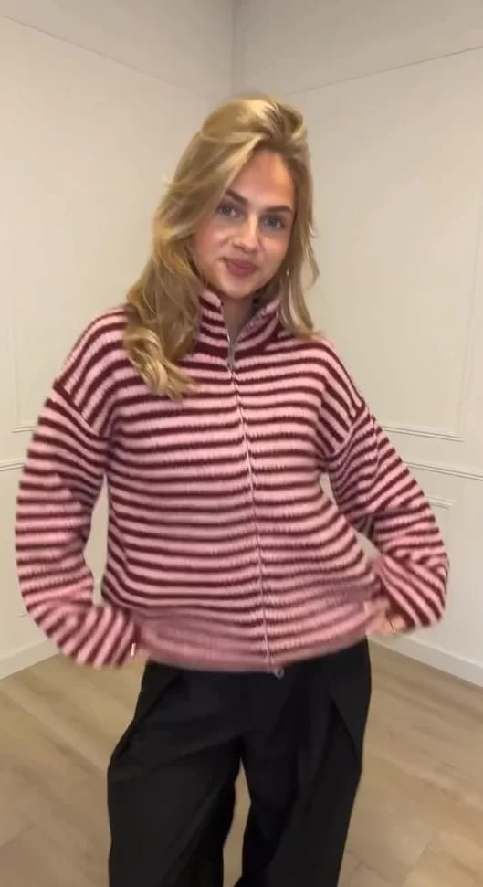 Customer photo review of Valerie High Neck Zip-Up Cardigan