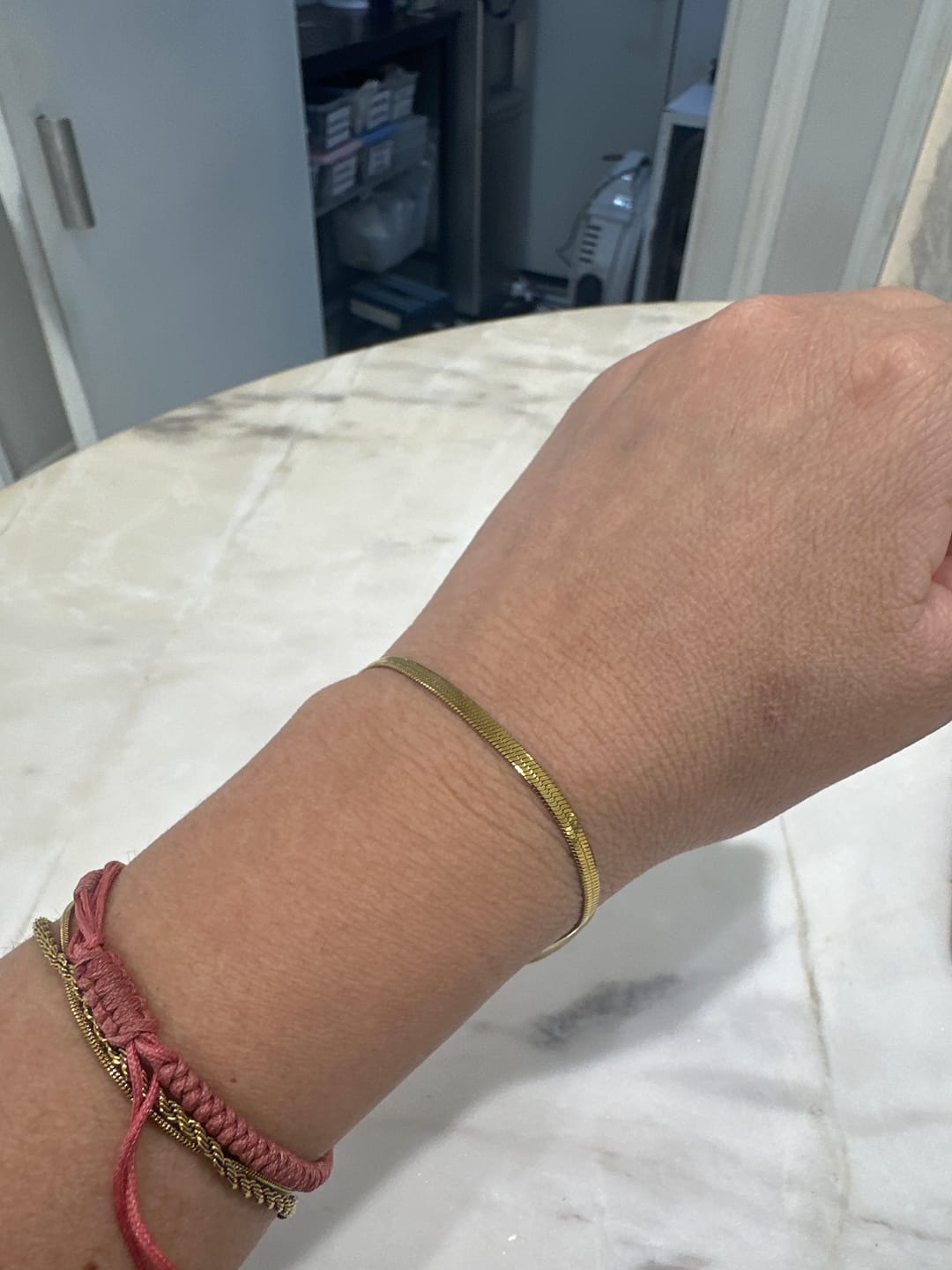 Customer photo review of Pulsera Dorada Planchada 3 mm