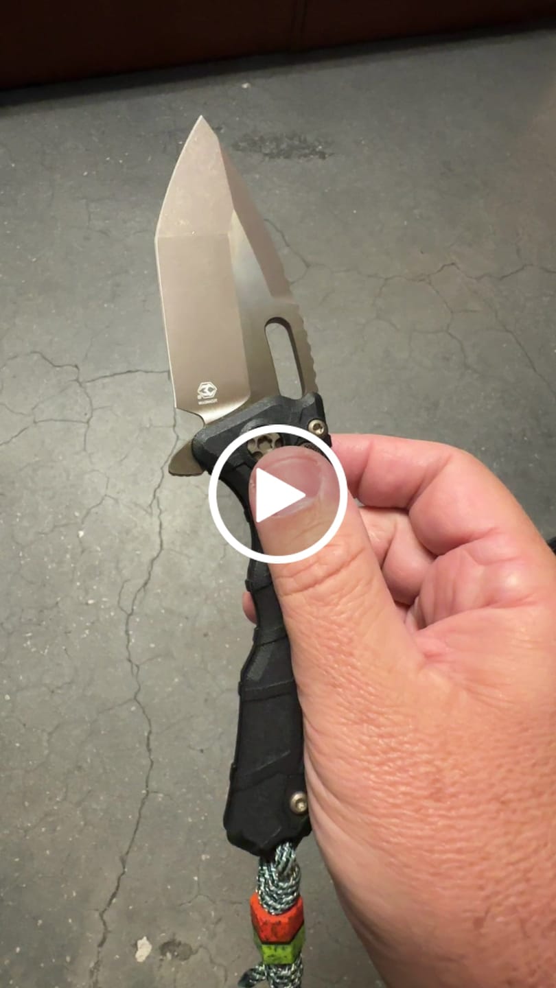 Customer video review of Heretic Martyr Tanto Manual Knife - Black Polymer, 3.5" Bronze MagnaCut Tanto, Button Lock - Made in USA (H057-7A)
