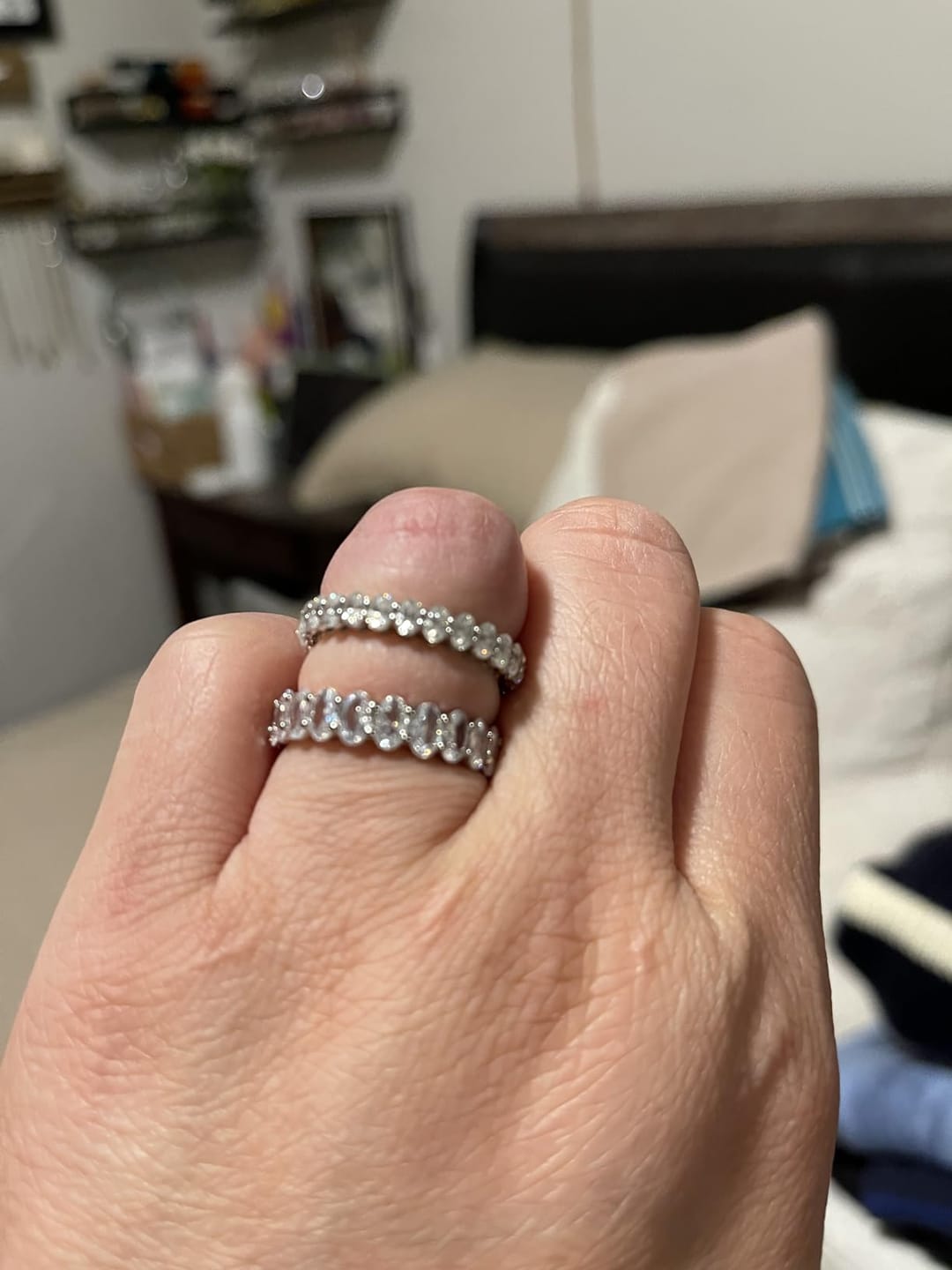 Customer photo review of S925 5.0Ct Full Oval Cut Simulated Diamond/ Moissanite Wedding Band For Everyday Wear
