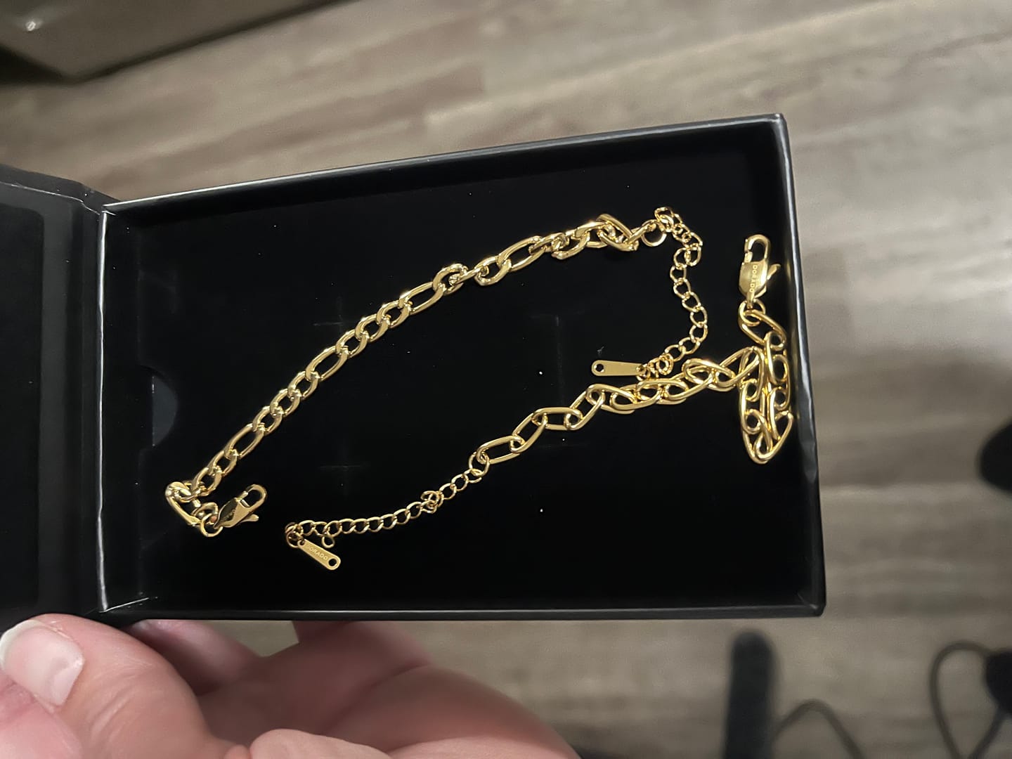 Customer photo review of Paperclip Figaro Bracelet Set