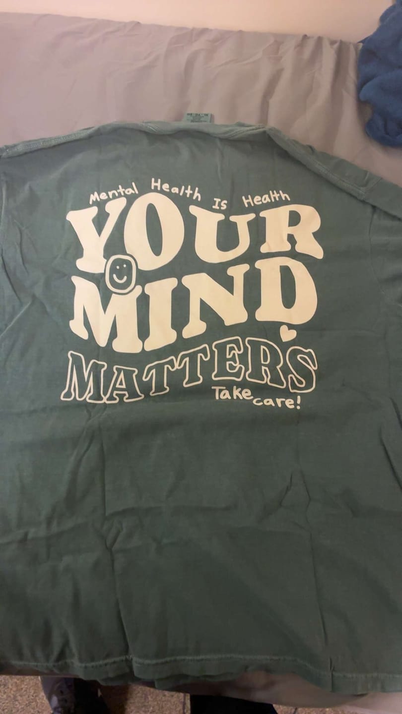 Customer photo review of Your Mind Matters T-Shirt - Spruce Green