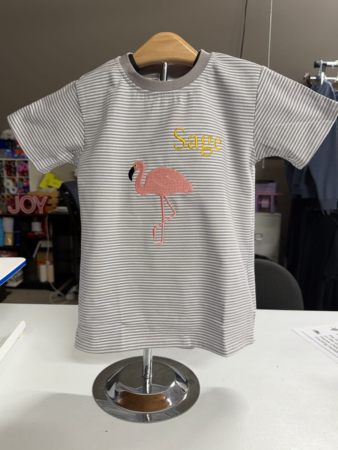 Customer photo review of Unisex Stripe Short Sleeve Shirt