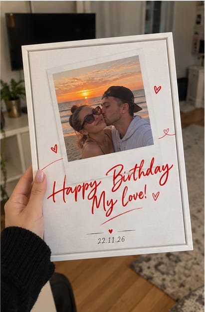 Customer photo review of Custom Birthday Couple Photo Canvas Wall Art