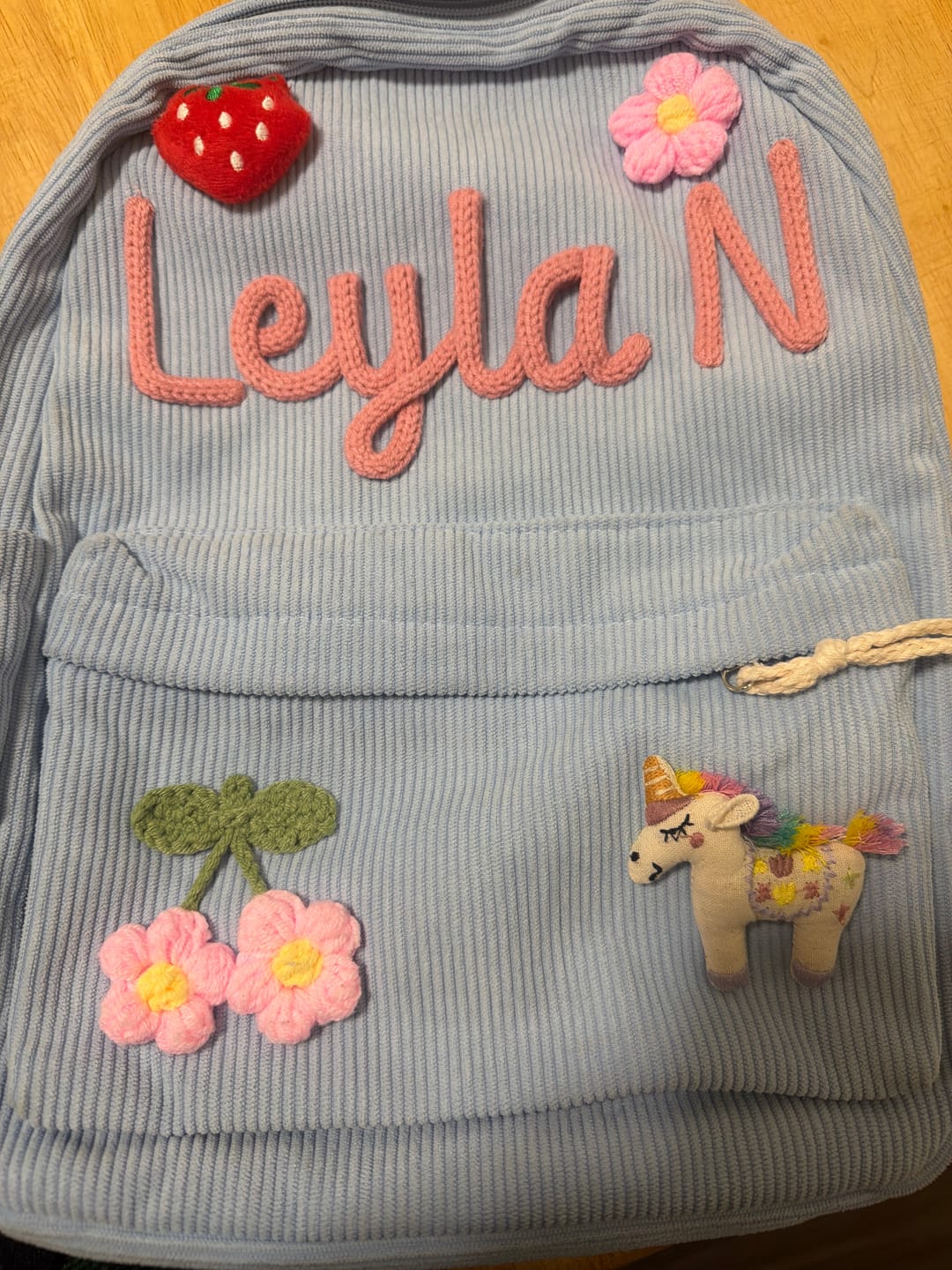 Customer photo review of K&C - Personalized Knitted Backpack