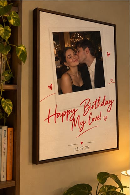 Customer photo review of Custom Birthday Couple Photo Canvas Wall Art