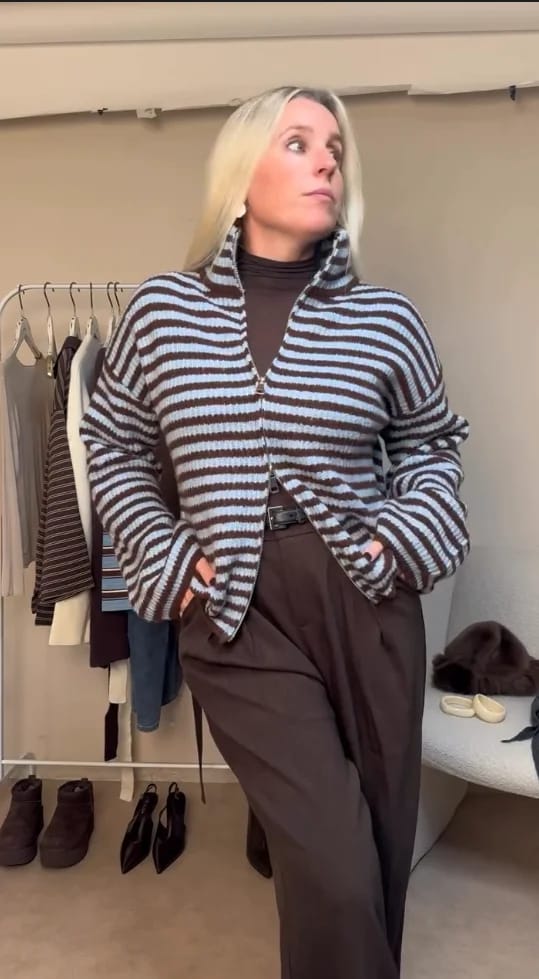 Customer photo review of Valerie High Neck Zip-Up Cardigan