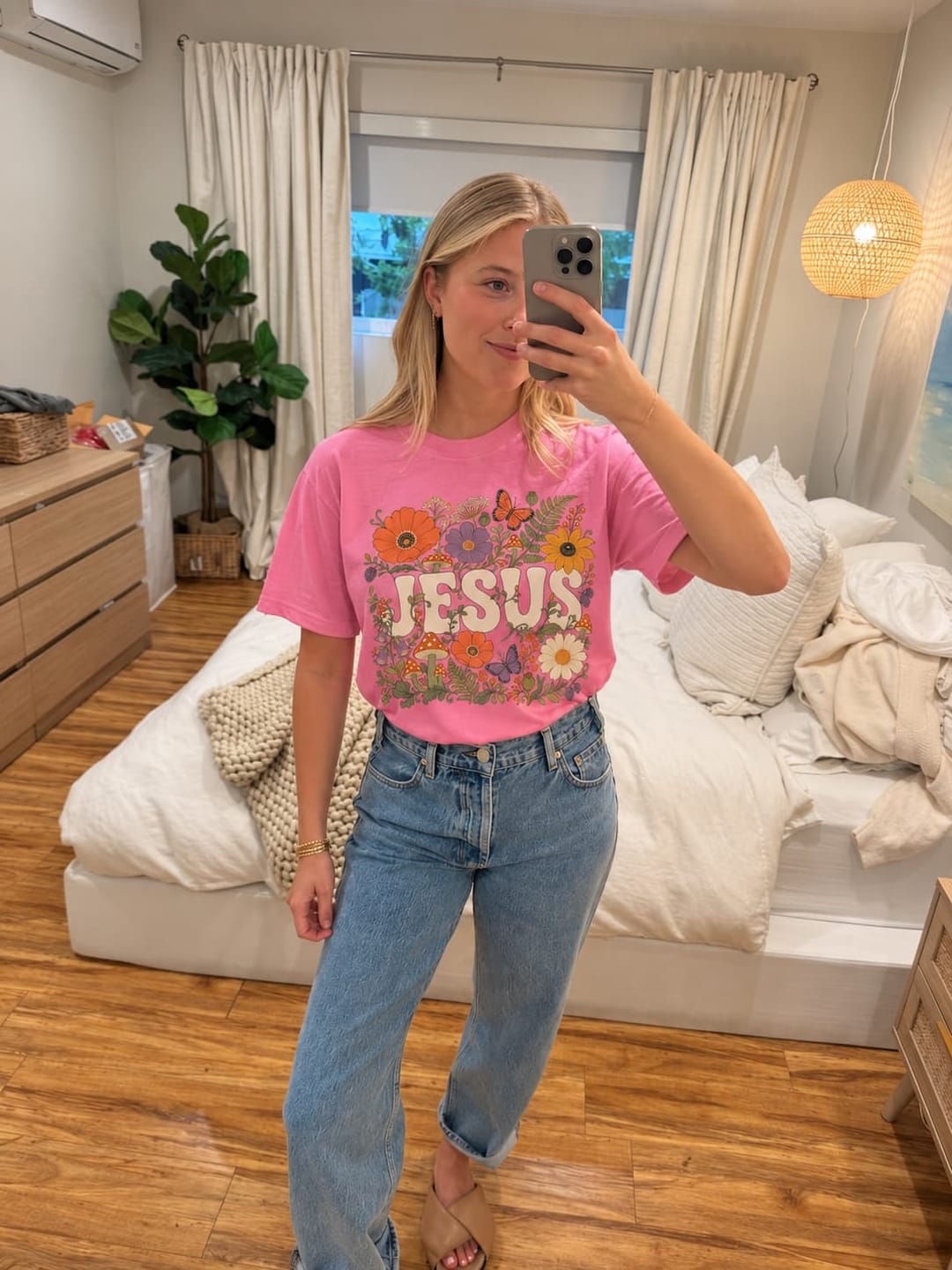 Customer photo review of Jesus Floral T-Shirt