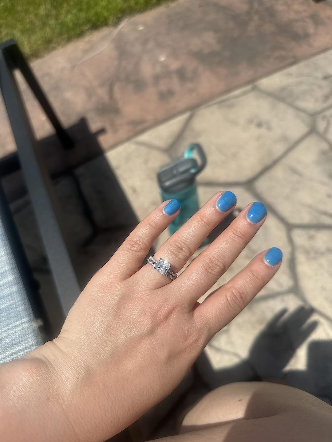 Customer photo review of S925 Square 2.0Ct Princess Cut Wedding Ring Set In Sterling Silver Stackable Ring Set For Women