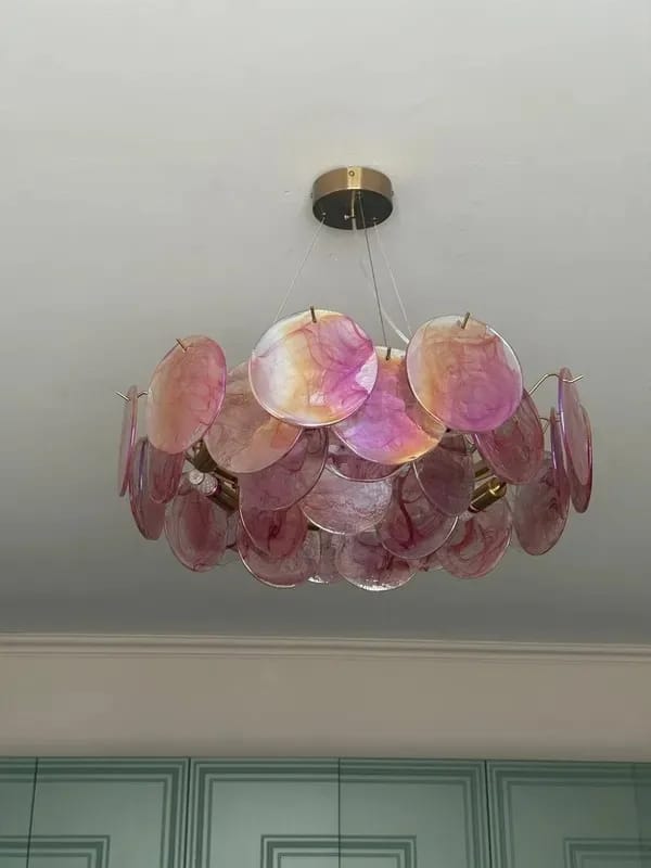 Customer photo review of Italian Murano Glass Pendant Chandelier Light (E14 Bulb Base) - Luxury Modern Ceiling Lamp Fixture for Living Room, Dining Room, Bedroom & Restaurant Decor