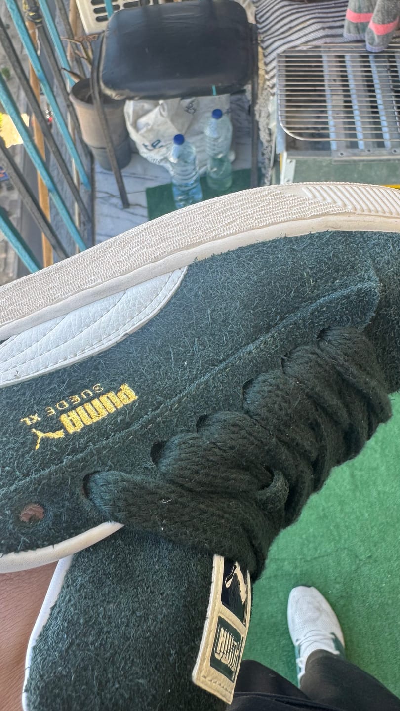 Customer photo review of SUEDE XL TRAINERS GREEN SNEAKERS