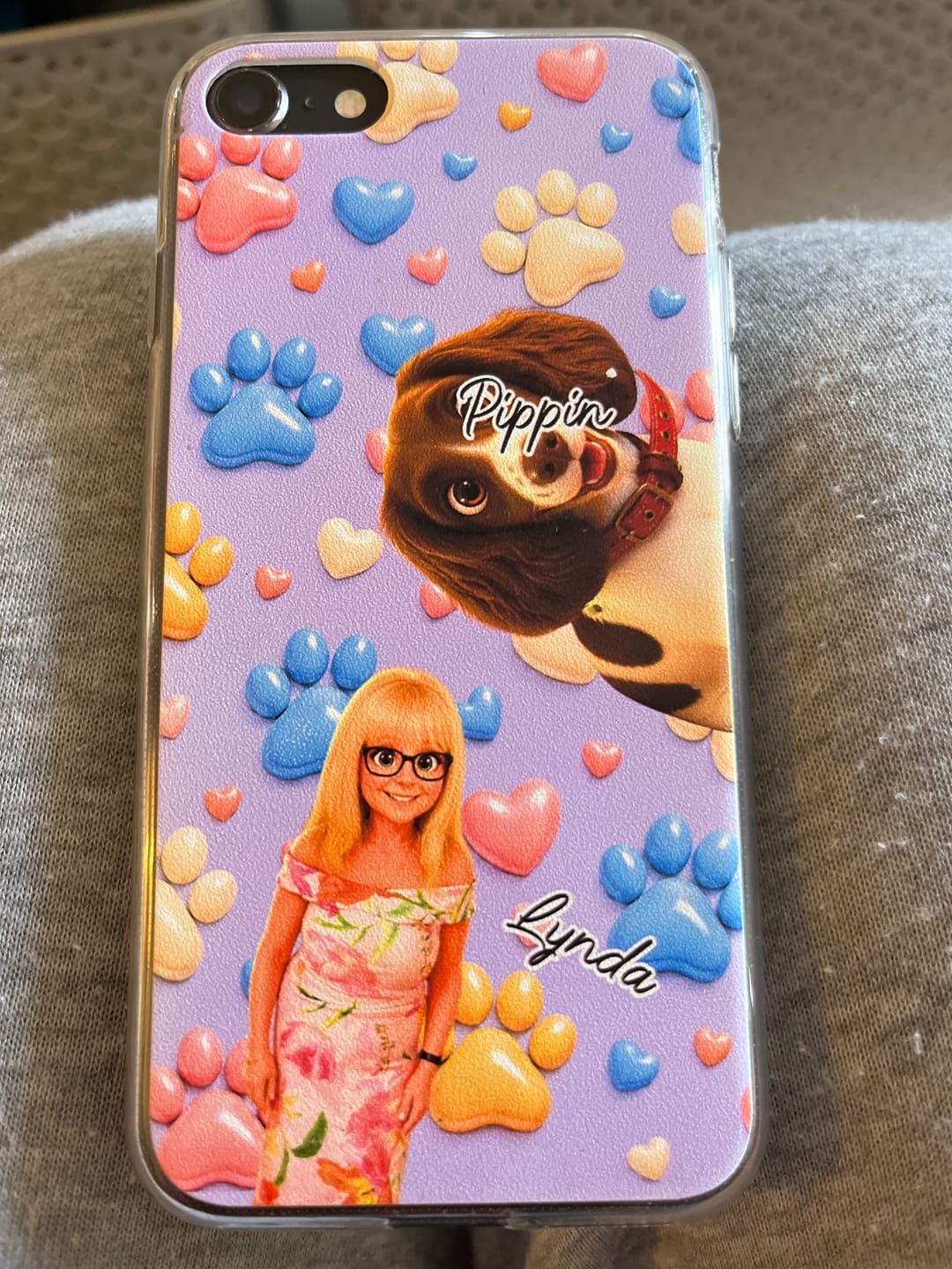 Customer photo review of Cartoon Person + Pet - Personalised Phone Case