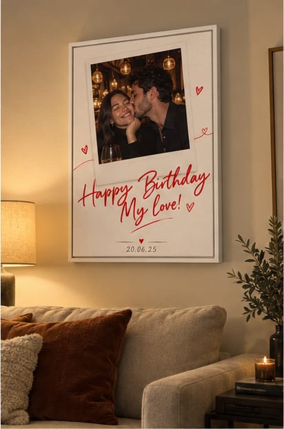 Customer photo review of Custom Birthday Couple Photo Canvas Wall Art