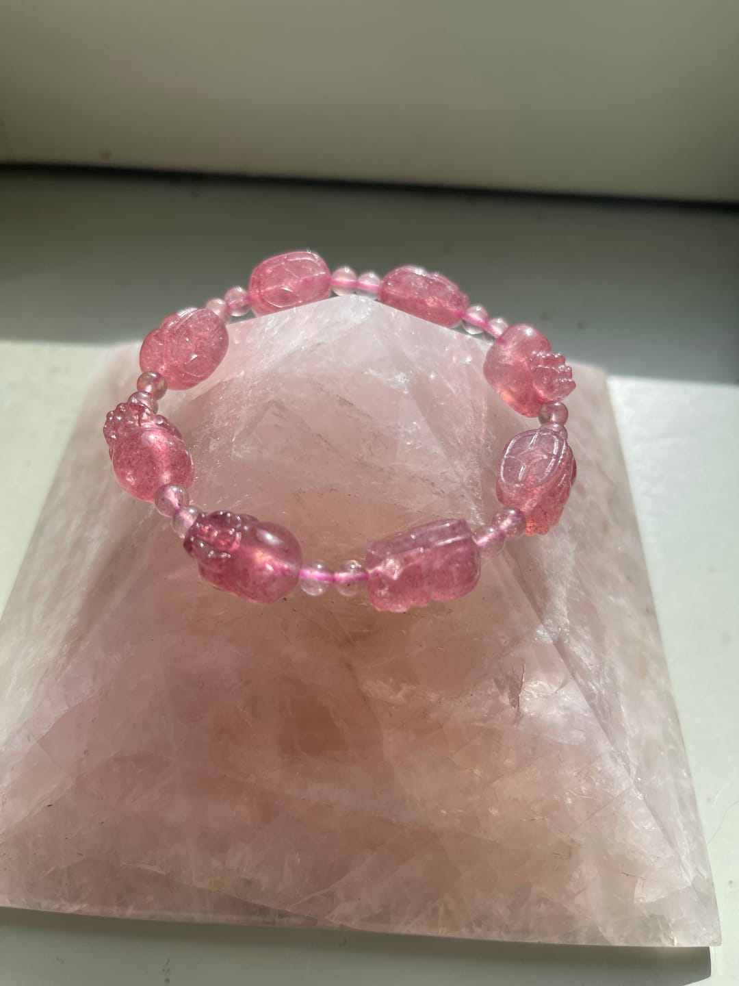 Customer photo review of Strawberry Quartz Pixiu Bracelet 10.6-11.2mm