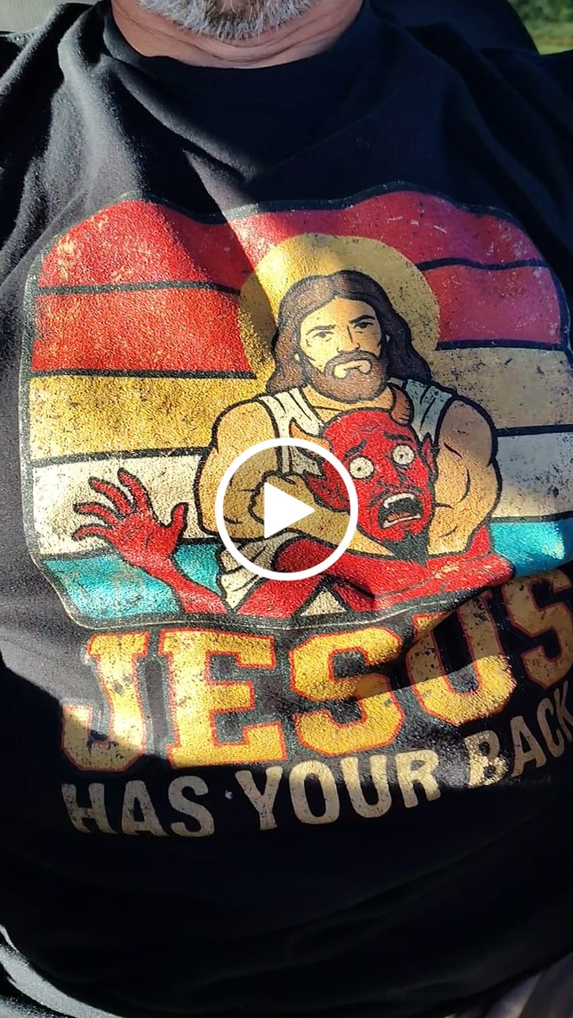 Customer video review of Jesus Has Your Back T-Shirt