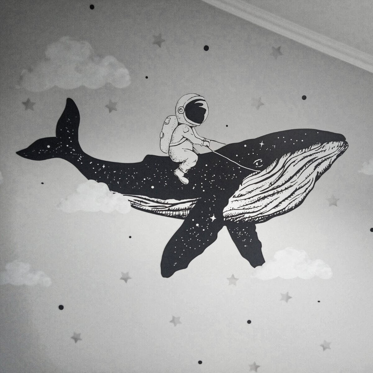 Customer photo review of Astronaut Whale Wall Decals