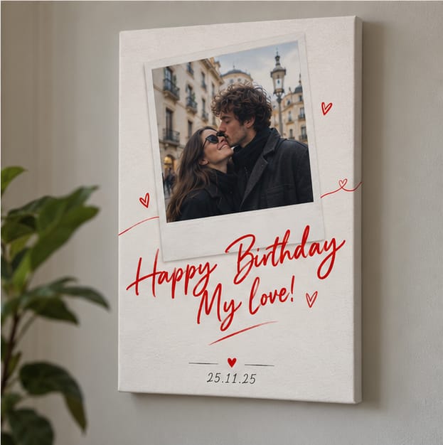 Customer photo review of Custom Birthday Couple Photo Canvas Wall Art