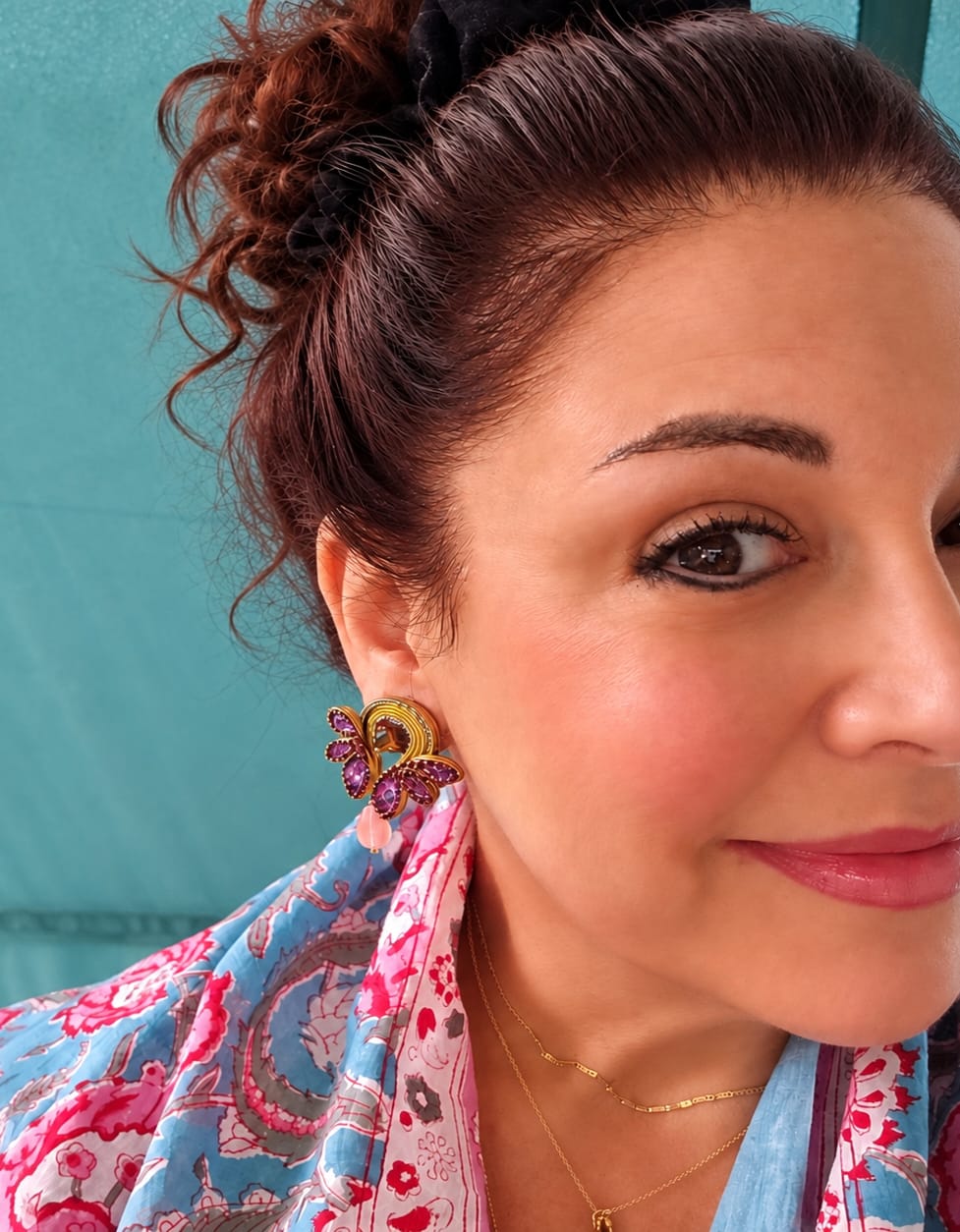 Customer photo review of Modische Soutache-Ohrringe in Gelb und Rosa