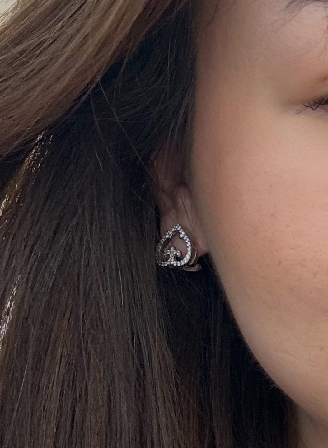 Customer photo review of Mini Heart Earrings