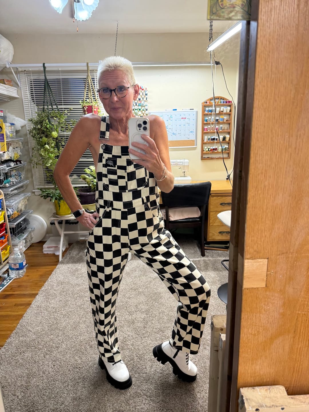 Customer photo review of Born Bad Overalls - Checkered