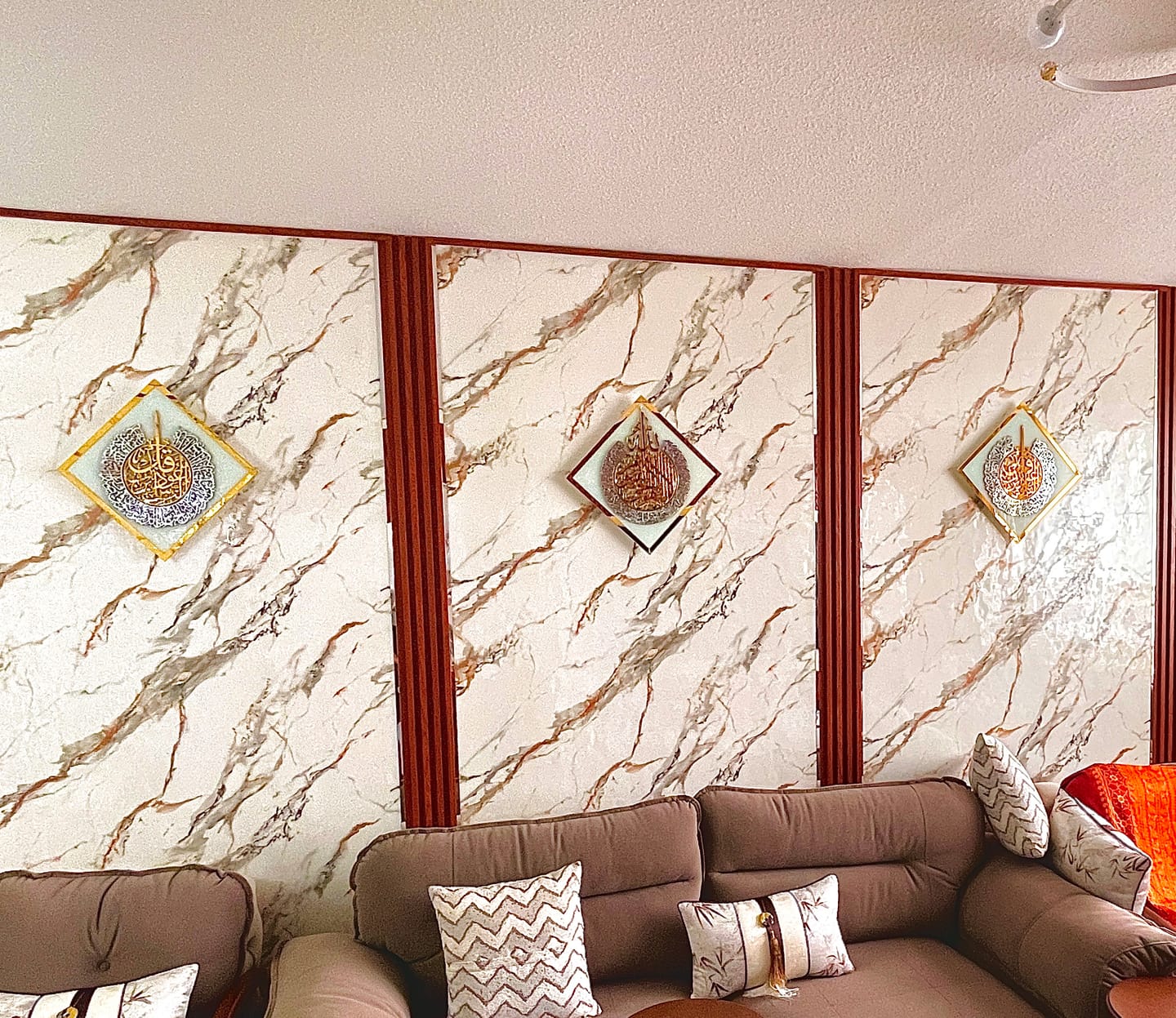 Customer photo review of Diamond Shaped Islamic Wall Art Ayatul Kursi, Falaq, Nas, Ikhlas