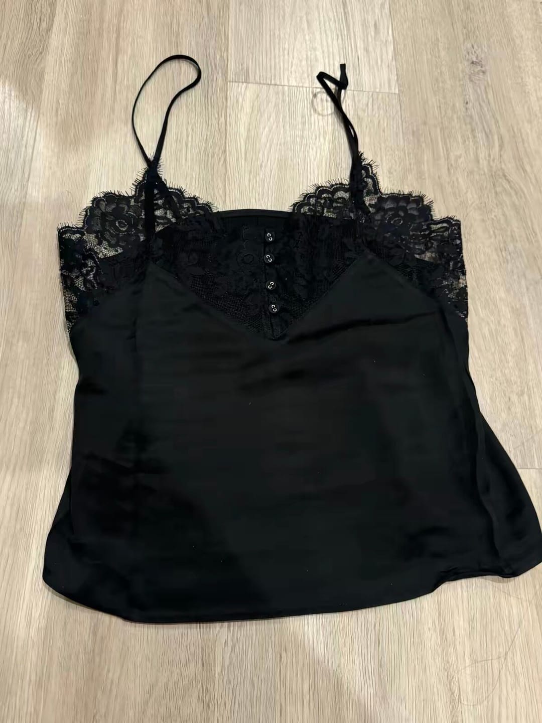 Customer photo review of 0122stepll Lace Trim Satin Cami Top