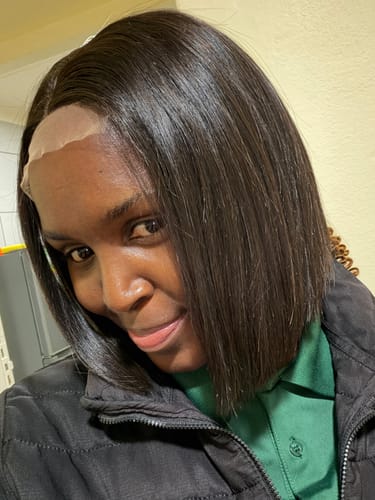 Customer photo review of Budget Vietnamese Super Double Drawn Bone Straight 2x6 Closure 10" Natural Black Wig