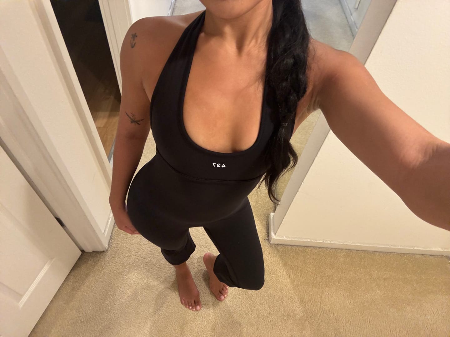 Customer photo review of [PREORDER] The Halter Onesie Black