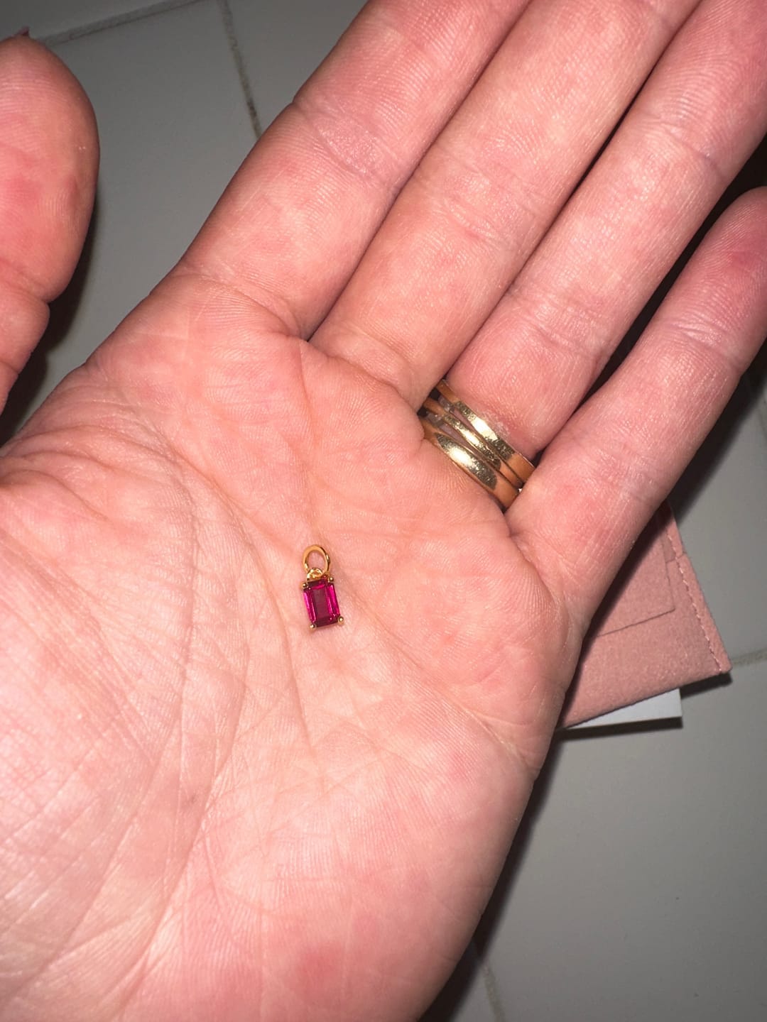 Customer photo review of Radiant Birthstone Charm Necklace