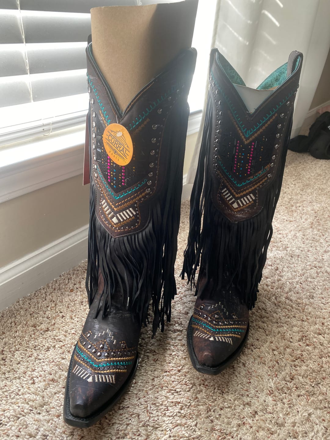 Customer photo review of Corral Ladies Black Embroidery & Crystals & Fringe Western Boot C4078
