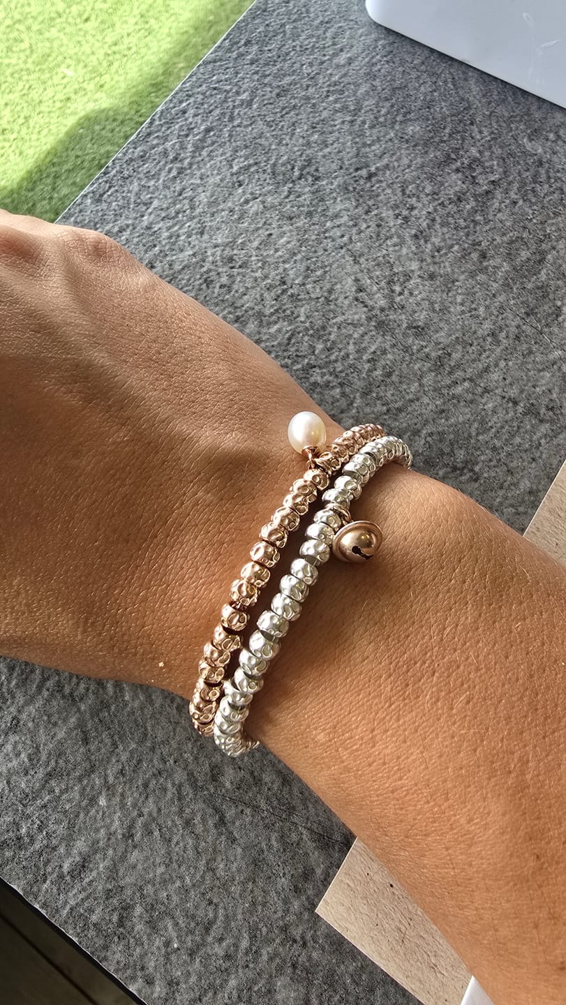 Customer photo review of CREA IL TUO BRACCIALE GRANELLI BOMBATI E TONDEGGIANTI - Argento e Rosa