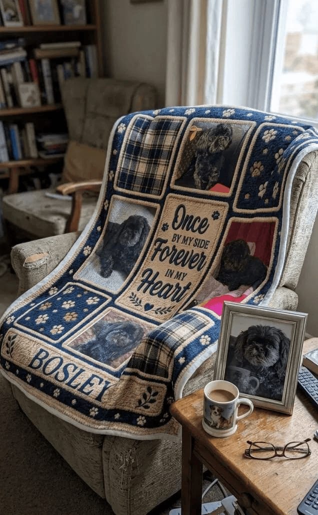 Customer photo review of Memorial Personalized Custom Photo Blanket - Sympathy Gift For Pet Owners, Pet Lovers