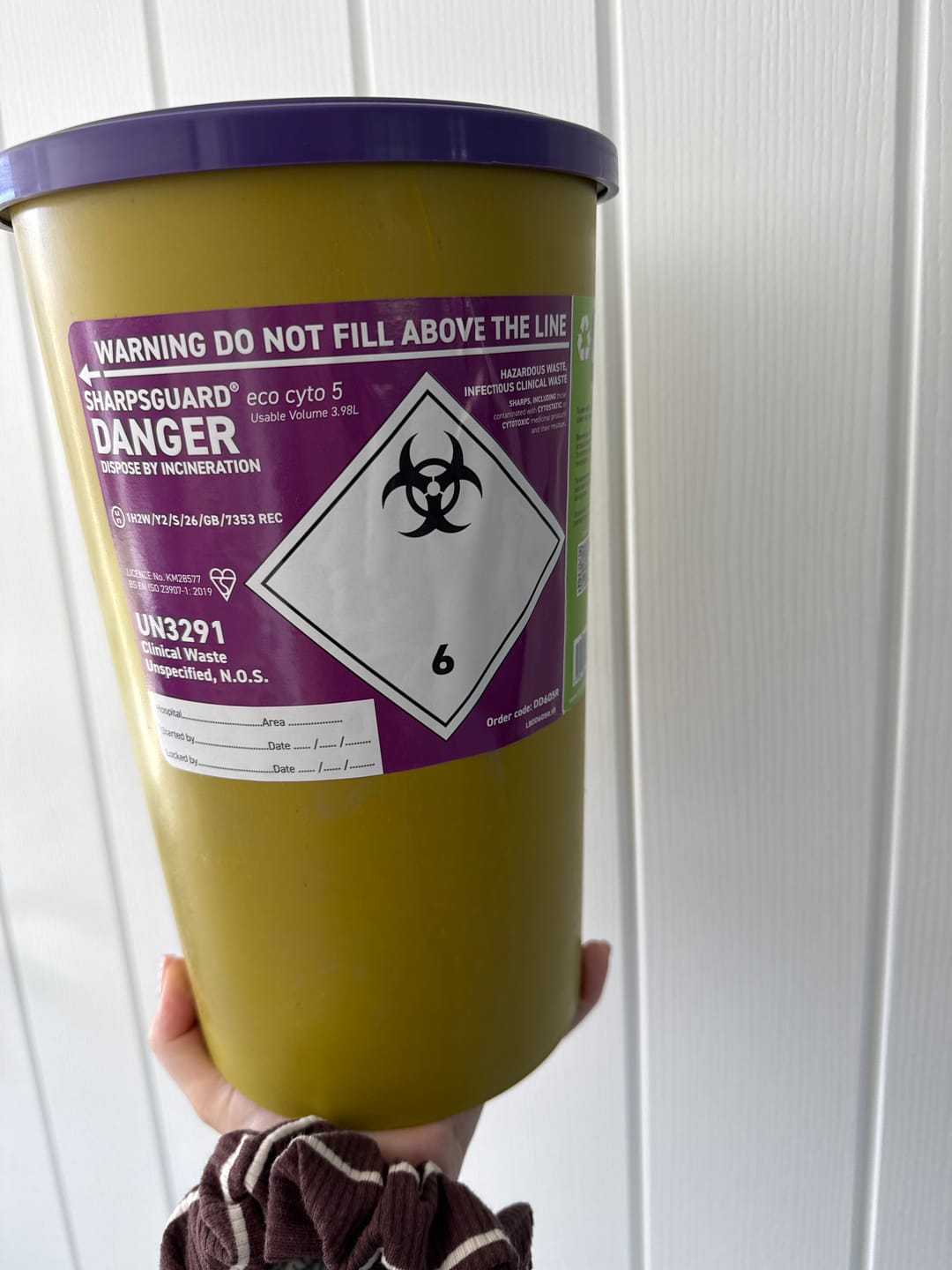 Customer photo review of Sharpsguard Cyto 5 Litre Sharps Bin