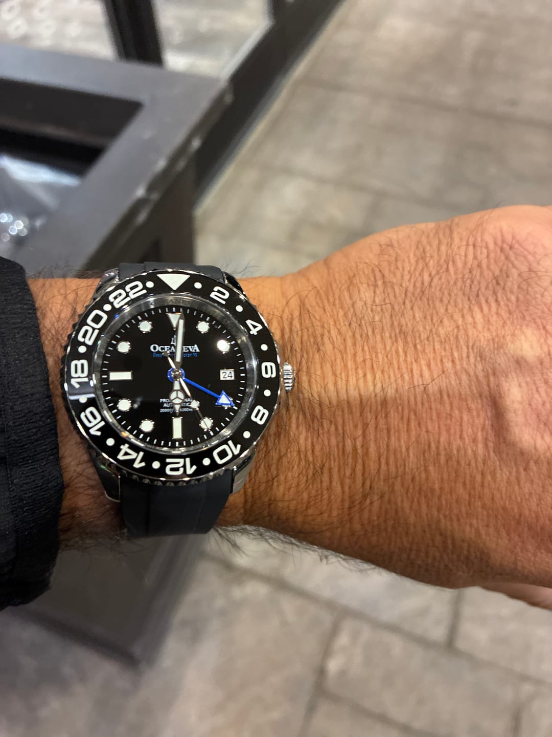 Customer photo review of Oceaneva 6000m GMT Deep Marine Explorer VI Grade 5 Titanium Automatic Watch Black Dial