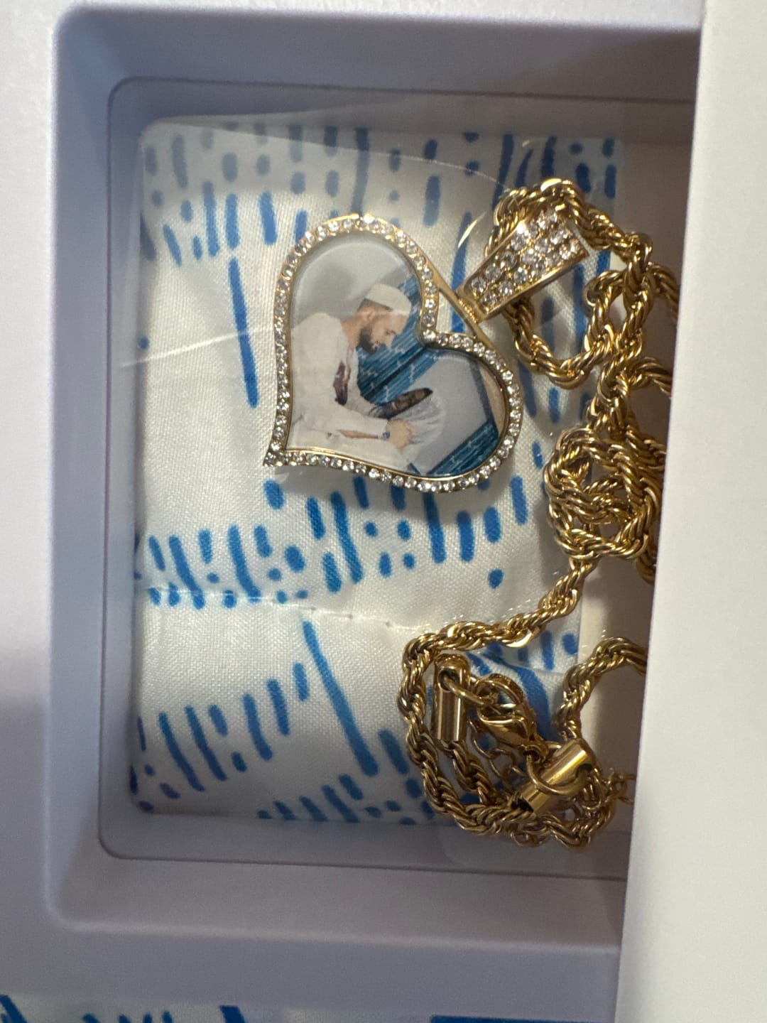 Customer photo review of Iced Photo Pendant w/ Cuban Chain