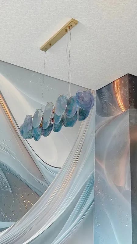 Customer photo review of Italian Murano Glass Pendant Chandelier Light (E14 Bulb Base) - Luxury Modern Ceiling Lamp Fixture for Living Room, Dining Room, Bedroom & Restaurant Decor