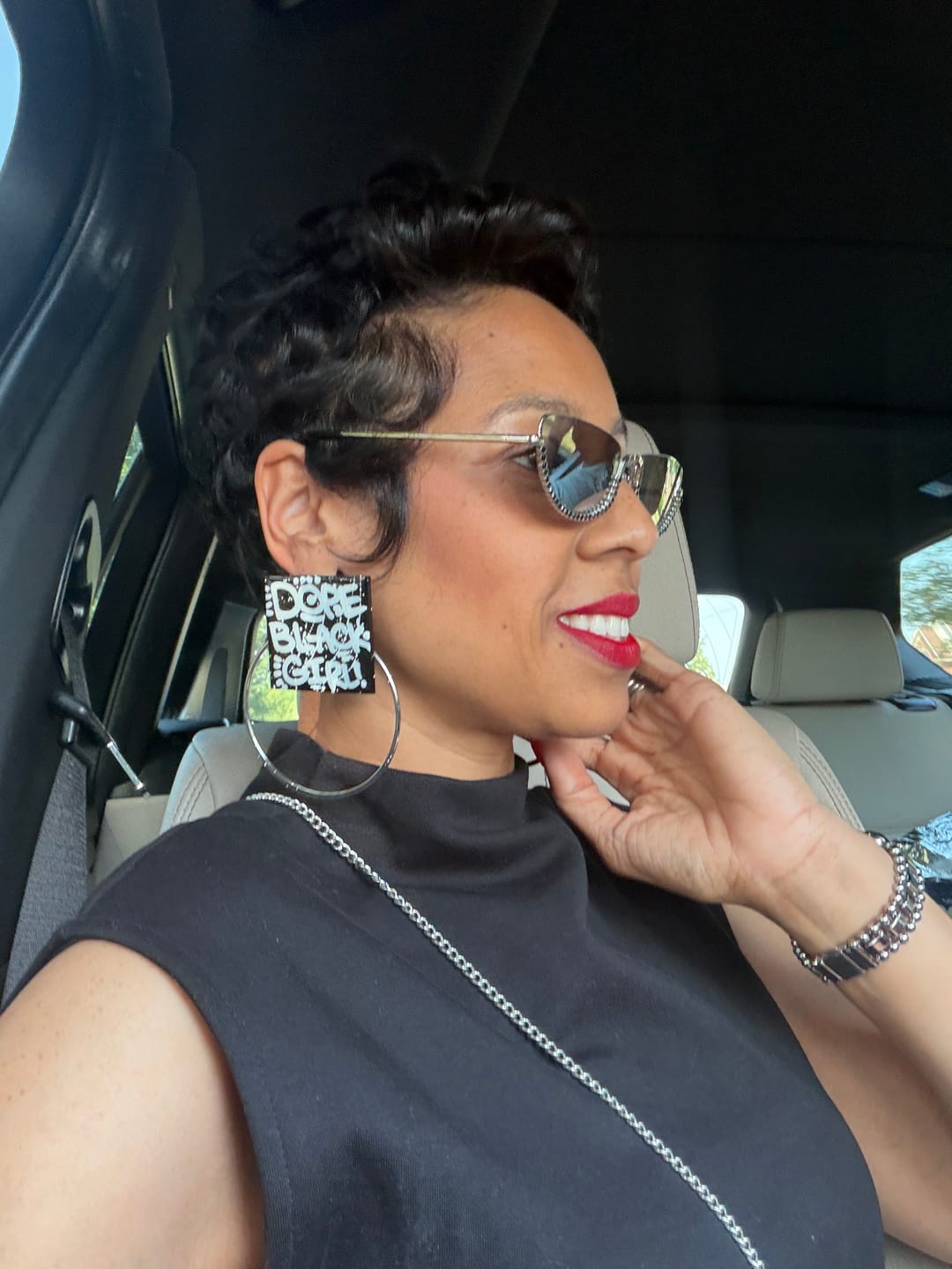Customer photo review of DOPE Black Girl Hoop Stud