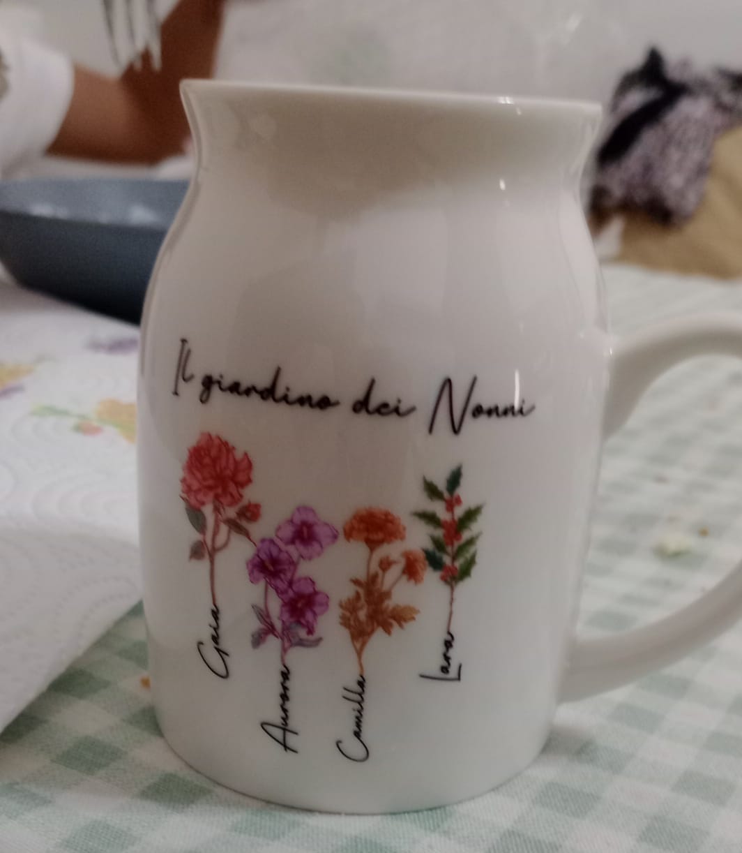 Customer photo review of Il giardino della mamma – Vaso personalizzato con nome e fiori per mamma e nonna